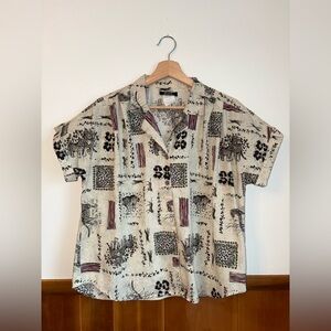 Vintage jungle Patterned Short Sleeve button down Shirt